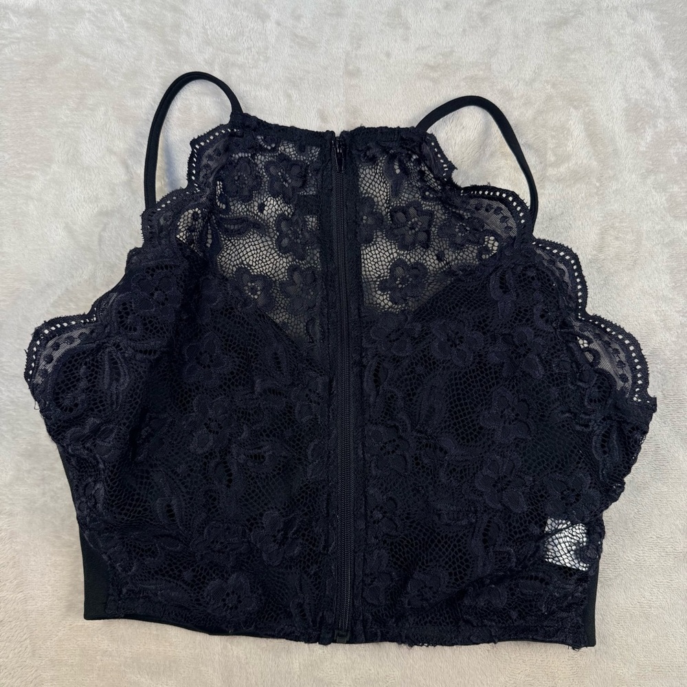 City Triangles Black Lace Bustier Halter Crop Top – Size XS Women (5 Juniors) - Picture 2 of 8